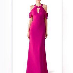 Badgley Mischka Magenta Draped Gown - 2